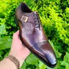 Nice Men Black Brown Leather Oxford Brogue Dress Shoes Office mens leather Mens Pair with suit jeans Side Lace Up Buckle stylish 240102