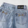 Projektantka dżinsów projektantka dżinsów Blue myted z szerokiej nogi dżinsy na wiosenne wiosenne sprężyste rzemiosło Nanyou High-end Floor Mop Pants HFF5 5iqy