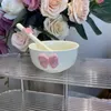 Miski Różowe i delikatne serie serii serii Girl Serie Hand Hold Bow Misce Ceramic 4,5 -calowe 400 ml zupy Model deserowy