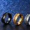 Norse Viking Symbol Ring 14 Gold Golden/Black Cuban Link Rotating Ring for Men 9mm Band wedding Rings Jewelry