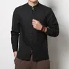 Jaquetas masculinas Primavera 2024 Camisas Original China Camisa de Linho Camisa Vento Algodão Manga Longa Traje Vintage