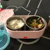 Mini Lunch Box Electric USB Laddning av matvärmare containerbil Hem Portable Rice Cooker Warmer rostfritt stål Lunch Bento Box 240103