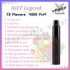 100% oryginalna legenda IGET 4000 Puff Do jednorazowa cewka siatki pióra Vape 14 ml wstępnie wypełniona kapsuła 5% parowca parowca 4k e papieros 13 Smaki w magazynie