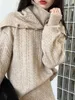 Vestidos de trabalho tricô 3 peças conjunto feminino outono inverno cabo camisola saia cachecol estilo desleixado três