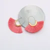 Boucles d'oreilles pendantes bohème en soie, pompon, frange ronde, enfileur d'éventail, sirène pour femmes, Aretes De Mujer 2024