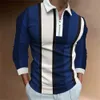 T-shirt da uomo Polo da uomo risvolto coreano business manica lunga moda pianura zip a un quarto primavera estate top abbigliamento sportivo tee abbigliamento 240102