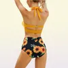 Kvinnors sexig push up bikini set hög midja baddräkt blommig badkläder sommar baddräkt strandkläder 2206206863426