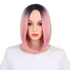 الباروكات الأمريكية الأفريقية الأمريكية بوب الباروكات طول الكتف القصير OMBRE BOB BOB Three نغمة شعر مستعار مستقيم الاصطناعية للنساء السود