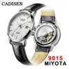 Accessoires Cadisen Mannen Horloges Automatisch Mechanisch Polshorloge Miyota 9015 Topmerk Echt Diamanten Horloge Gebogen Saffierglas Klok