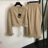 Damespakken Blazers Set Veren gesplitste manchet Driehoek Korte trui met lange mouwen + splitrok met hoge taille