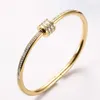 Pulseira clássica em espiral de aço inoxidável, ouro 18k, diamante, feminina, banhada a vácuo 18K, pulseira de ouro rosa 9XEC