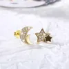 Studörhängen Huitan Moon Star Asymmetric Gold Color Women Ly-design Style Simple Stylish Fancy Gift Fashion Jewelry