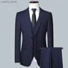 Erkekler Suits Blazers 2023 High-kaliteli düz renk (takım + yelek + pantolon) Erkekler iş resmi takım elbise 3/2 iş kıyafeti damat ve en iyi adam q230103