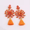 Boucles d'oreilles pendantes avec gros pampilles en cristal et strass, style coréen, Vintage, fleur Orange, cadeaux de noël pour femmes