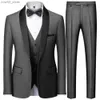 Costumes pour hommes Blazers Hommes Style britannique costume mince 3 pièces ensemble veste gilet pantalon/homme d'affaires Gentleman haut de gamme robe personnalisée Blazers manteau S-6XL Q230103