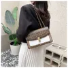 2024 nova bolsa feminina moda ombro contraste pequeno impresso quadrado corrente cinta casual crossbody saco