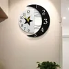 Wall Clocks PVC Nordic Minimalist Style Moon Frame Clock Environmentally Friendly And Durable Silent