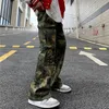 Y2k moda mürekkep grafiti baggy eşofman kargo parlama pantolon erkekler joggers kamuflaj kadınlar rahat uzun pantolon ropa hombre 240103