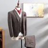 Britischen Stil Anzug Männer 3 Stück Plaid Blazer Trend Bräutigam Hochzeit Anzüge Smoking Business Formale Kleid männer Rauchen Uomo 240103