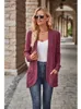 Dames Gebreid 2024 Lente Gefreesde Pit Streep V-hals Effen Knoop Lange Mouw Dames Casual Extensions Vest Jas Jas Herfstkleding