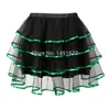 Skirts Ruffles Layered Corset Adult Ribbon Trim Black Organza Punk Tutu Skirt Women Cosplay Costume Plus Size Fashion Sexy Red