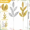 10Pc Artificial Glitter Leaves Wedding Party Favor Flower Arrangement Gold Leaf Christmas Tree Decor Cuttings Garland Ornament