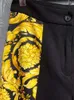Dwuczęściowe spodnie damskie seqinyy czarny garnitur wiosenny jesień mody design damskie wybieg High Street Jacket vintage złoty kwiat nadruk