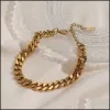 Cavigliere in acciaio al titanio in oro 18 carati ossidano ipoallergenico 3 mm 6 mm 8 mm catena a maglia cubana in oro per le donne gioielli da spiaggia estiva con braccialetto LL