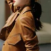 Women's Leather High Street Solid Women Bike Coat PU Outwear Button Outfit Spring Autumn Female Fashion Short Thin Jacket 2024