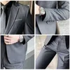 Boutique Solid Color Men's Casual Office Business Suit Three and Two Piece Set Bruom Wedding Dress Blazer Waistcoat Trousers 240102