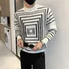 Men's Sweaters Knit Sweater Male Designer Luxury Collared Clothing Pullovers Striped Graphic Black X Heated Knitwears Elegant Loose Fit A