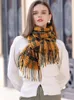 Foulards tricotés rétro écharpe foulard hiver femmes dames hommes preppy plaid chaud écharpe Pashmina Mujer femme mâle Foulard Wrap châle