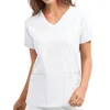 Women's T Shirts Blouse Nursing Top Short Sleeve V-Neck Pocket Care Workers T-Shirt Tops Accessories Uniformes Clinicos Mujer