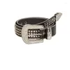 Belts Unisex Goth Rhinestones Women PU Leather Straps Cowgirl Girls Fashion Belt For Jeans Men