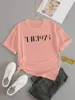 Camiseta feminina algodão 1975 letras estampadas mulheres camiseta camisa casual para senhora yong menina top tee 7 cores drop ship