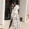 Women's Trench Coats Female White Winter Hooded Outerwears Lady Casual Zipper Parkas 2024 Women Design Thick Warm Fur Collar Long