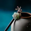 Hair Clips Flower Hairpin Chinese Jewelry Vintage Wooden Stick 2024 Headdress Accessories For Women Ancient Tiaras