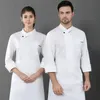 Casaco de chef branco feminino, avental de manga longa, jaqueta, uniforme de cabeça, restaurante, el, cozinha, roupas de cozinha, homens, serviço de comida 240102