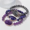 Strand Natural Stone Amethysts Lapis Lazuli Beads Bracelet Faceted Labradorite Jaspers Beaded Pendant Bracelets For Women Men Jewelry