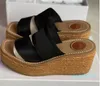 Sandali con plateau da donna Sandali con zeppa in legno Pantofole firmate scarpe di tela Sandali con sandali espadrillas piatti Summer Beach