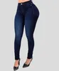 Calça jeans feminina de cor pura, cintura alta, jogo de rua, cultivar a moralidade, modelar figura com 240115