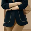 Kombinezony damskie INOZKDG Luksusowy elegancki marynarka dla kobiet wiosna jesienna moda kolorowy blok przesuwana blezer modna dama biurowa dama