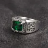 Anéis de casamento esculpidos com corte CZ verde 14K ouro branco joias vintage para mulheres e homens EUA Tamanho 7-13