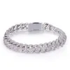 Hip Hop Cuban Bracelet 14mm 12mm 10mm Width 2 Rows Stone Vvs Diamond Sterling Silver Moissanite Link Chain