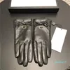 Klassisk Bow Sheepskin Gloves Hardware Mantens Women Outdoor Warm Glove Pekskärm Plush Mitten för dams födelsedag