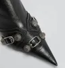 Stiletto Bottines à clous avec boucle ornée de chaussures de qualité de créateurs à talons hauts