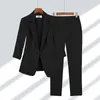 2023 Giacca estiva sottile Blazer Casual Pantaloni larghi a due pezzi Set da donna elegante Abiti da ufficio Abbigliamento da lavoro 240102