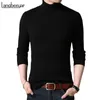 Autumn Winter Brand Men black Turtleneck Slim Fit Pullover Solid Breathable Color Knitted Sweater 240103