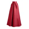 Jupes confortables jupe longue élégant satin vintage maxi avec des poches hautes à la taille pour les femmes en ligne A-line