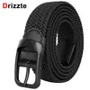 Drizzte Plus Size 100190cm 63 67 7175 Long Black Braided Elastic Stretch Belt Mens Metal Buckle for Big and Tall Man 240103